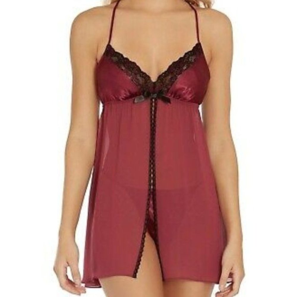 LINEA DONATELLA Lace Trim Satin & chiffon chemise - Picture 1 of 9